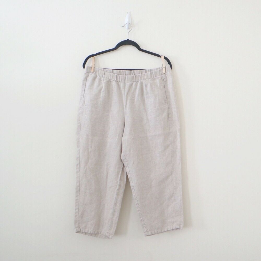 J Jill Size M Love Linen 100% Natural Linen Comfort Stretch Crop Pants - Picture 2 of 10
